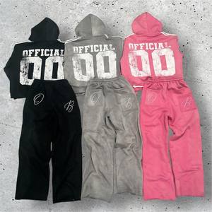 Conjunto de Chándal Obscure con Sudadera con Capucha y Cremallera Completa y Pantalones, Unisex, Estilo Urbano, Casual, Holgado, Otoño, 100% Algodón Transpirable - Product Image 3