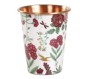Verre à eau en cuivre thème jardin, imprimé nature, tasse décorative pour boissons, collection cadeau pour la maison et la cuisine - Product Image 1