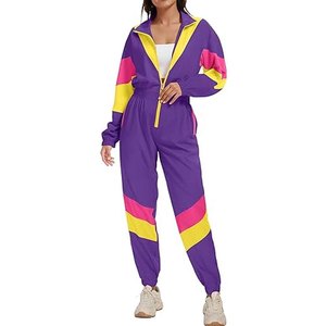 Survêtement color block pour femme avec fermeture éclair intégrale, pantalon de jogging sportif avec poches latérales, en polyester respirant, idéal pour le printemps - Product Image 2