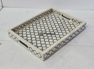 Bandeja Móvil Moderna Hecha a Mano con Incrustaciones de Hueso, Decorativa de Lujo para Mesa de Comedor, Calidad Premium, por Tradebyd - Product Image 4