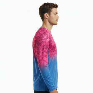 Chemise de pêche élégante et respirante, protection solaire personnalisée, manches longues, vêtements de sport pour hommes, tissu 100% polyester pour garçons - Product Image 4