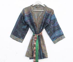 Kimono Vintage en Soie Cousu à la Main Kimono en Soie Indienne - Product Image 6