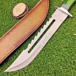 Couteau de camping Bowie de grande taille avec support OEM/ODM, garde en acier inoxydable, manche en bois, étui en cuir, couteau de survie et de chasse - Product Image 4