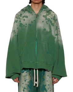 Chándales con cremallera y logotipo personalizado de lavado ácido de alta calidad, venta al por mayor de 100% de algodón polar con cremallera, chándales con hombros caídos - Product Image 3