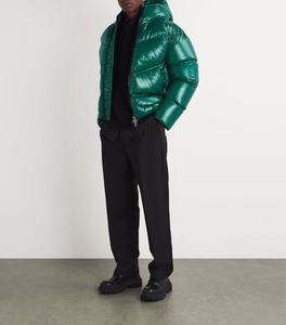 Premium <b>Men</b>’s Green Hooded Puffer <b>Jacket</b> Full Zip Quilted Warm Winter Insulated Casual Outdoor <b>Jacket</b> With Chevron Design - Product Image 4