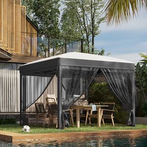 10FT X 10FT Foldable Gazebo <b>Tent</b> Pop up <b>Canopy</b> with Height Adjustable Netting and Wheeled Carry Bag 4 for Parties - Product Image 2