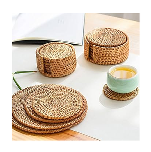 Hand-Woven Rattan Placemat <b>Coaster</b> <b>Drinks</b> And Dishes <b>Coaster</b> Placemat Table Mats Excellent Design - Product Image 1