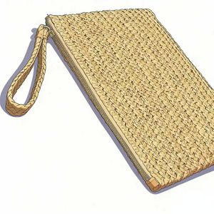 Bolsos de mano cuadrados pequeños de paja tejida populares al por mayor de fábrica para mujer, impermeables, con cremallera y forro de nailon, portátiles - Product Image 2