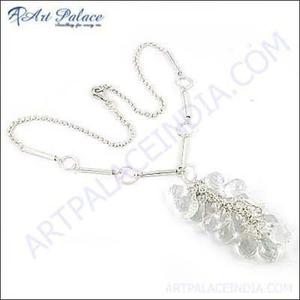 Magnifique collier de perles en argent sterling 925 avec pierres précieuses en cristal Bijoux fins - Product Image 1