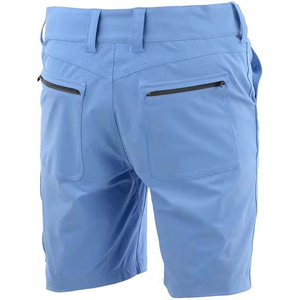 Shorts cargo pour homme, couleur unie, taille mi-haute, fermeture à cordon, séchage rapide, respirant, tissu tricoté, bleu clair, 100% coton - Product Image 2