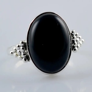 Black Onyx <b>Ring</b> 925 Sterling <b>Silver</b> Handmade Boho <b>Statement</b> Promise <b>Ring</b> for Women Natural Oval Black Onyx <b>Ring</b> July Birthstone - Product Image 4