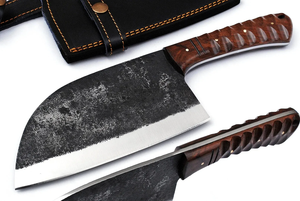 Hand Forged Eco-Friendly Carbon Steel Multi-Purpose Cleaver <b>Knife</b> Ambidextrous Dishwasher <b>Safe</b> Wooden Handle Kitchen <b>Knife</b> - Product Image 4
