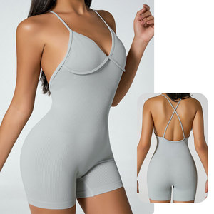 Nouvelle Combinaison de Sport Sans Couture Côtelée et Dos Nu avec Logo Personnalisé pour Femme – Idéale pour le Fitness et l'Entraînement en Salle de Sport - Product Image 1