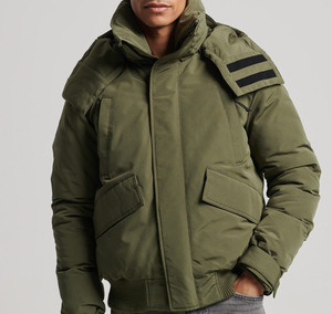 Parka d'hiver imperméable vert olive pour homme, manteau épais à capuche en duvet, col montant, fermeture éclair, vêtement d'extérieur sportif - Product Image 1