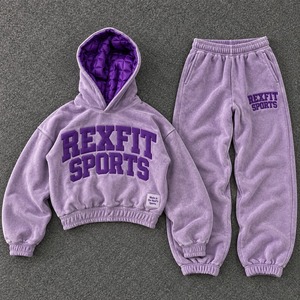 Ensemble de survêtement unisexe Rexfit Sports en molleton lavé, avec sweat à capuche zippé imprimé personnalisé et pantalon de jogging à revers élastiques assorti - Product Image 2