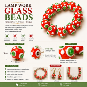 Perles en verre soufflé multicolores de haute qualité 12 mm pour la création de bijoux fantaisie faits à la main : colliers, bracelets, boucles d'oreilles (échantillon de design) - Product Image 5