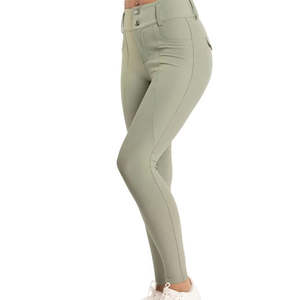Leggings de equitación de cuero genuino premium para mujer, elegantes pantalones de equitación de cintura alta - Product Image 2
