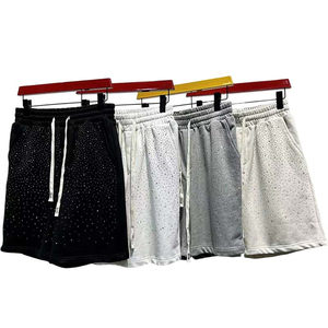 Shorts amples décontractés pour hommes, taille plus, en mélange polyester/coton, à carreaux, imperméables, avec cordon de serrage, longueur genou - Product Image 2