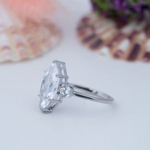Anillo de Moissanita Marquise de 3 Quilates, Plata de Ley 925, Corte Marquise de 7*14 mm, Color D, Anillo de Compromiso de Moissanita, Joyería Fina para Ella - Product Image 2