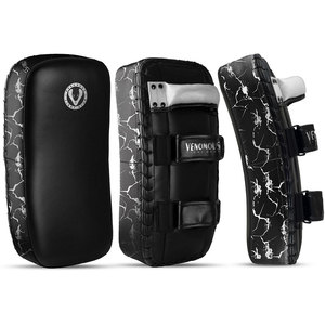 Venomous <b>Black</b> Thunder Thai Pads Leather MMA Kickboxing Strike Shield Arm Training Pads Adjustable Non-Slip Heavy Duty - Product Image 1