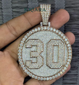 จี้เพชรเลี้ยงในห้องปฏิบัติการ เงินแท้ 925 ชุบทองคำขาว 18K และโรสโกลด์ หมายเลข 30 สไตล์ฮิปฮอป สำหรับทุกเพศ - Product Image 1