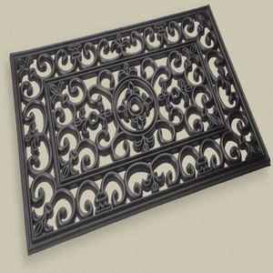 Tapis de porte en caoutchouc et fer forgé, antidérapant, pour extérieur, décoratif - Product Image 1