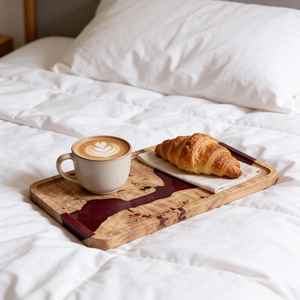 Bandeja de Servir de Madera Natural y Resina Epoxi para Decoración de Cocina y Mesa de Comedor, Bandeja de Servir Artística de Madera y Resina Premium para el Hogar - Product Image 3