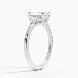 Bague BOJ 032 en argent 925, coupe émeraude, camélia, trois pierres, diamant 2 carats couleur D VVS1, moissanite certifiée GRA, prix bas - Product Image 2