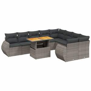 Conjunto de Sofás de Jardín de Mimbre Sintético Gris Resistente a los Rayos UV, Muebles de Exterior con Materiales Duraderos - Product Image 2