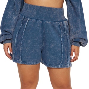 New Women Long Sleeve Distressed Stone Washed Cotton Fleece Sweatsuits Cropped <b>Zip</b> up Hoodie and High Waist Mini <b>Shorts</b> 2026 - Product Image 6