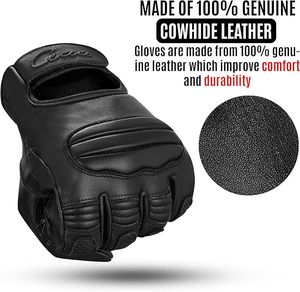 Gants de cyclisme en cuir Clara à doigts entiers, respirants, avec fermeture auto-agrippante, pour hommes, pour la conduite estivale - Product Image 2