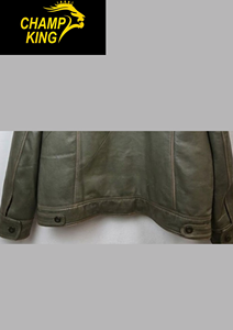 Men's Vintage Olive Green <b>Leather</b> <b>Jacket</b> with Flap Pockets - Product Image 5