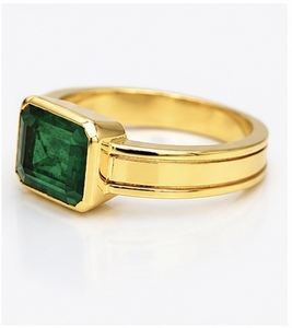 925 Sterling <b>Silver</b> <b>Emerald</b> Cut Green Lab Grown <b>Emerald</b> <b>Ring</b> Gold Plated Wholesale Jewelry - Product Image 2
