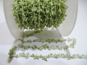 Genuine Peridot Rondelle Faceted 3mm beaded <b>Wire</b> Wrapped Cluster Dangling Chain Jewelry Making gemstone chain - Product Image 4