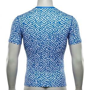 Camiseta de Compresión de Manga Corta para Hombre, Estampado Geométrico Azul, Ropa Deportiva para Gimnasio, Fitness, Running, Ropa Deportiva de Alto Rendimiento, Capa Base Atlética - Product Image 4