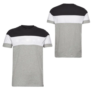 เสื้อยืดถักนิตติ้งผู้ชายแบบสั่งทำ |   เสื้อผ้าสตรีทแวร์แบบแผงตัดต่อสามสี |   ผ้าฝ้าย 100% ระบายอากาศได้ดี เป็นมิตรกับสิ่งแวดล้อม แฟชั่นฤดูร้อน |   จำนวนมาก - Product Image 1
