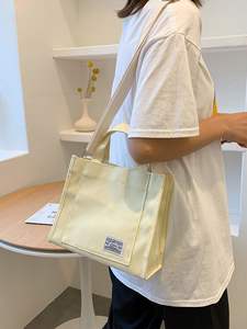 Trendy Fashion Cream Canvas Tote <b>Bag</b> For Women Large Capacity Cotton Shoulder Handbag With Matching Circular Utility Coin Purse - Product Image 6