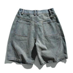 Shorts cargo en jean gris tendance pour homme, taille haute, déchirés, style décontracté d'été, en coton respirant tissé - Product Image 4