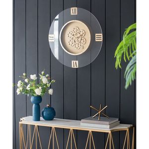 นาฬิกาแขวนผนังทรงกลมขนาด 23.5 นิ้ว พร้อมดีไซน์ตัวเลขโรมันแบบเคลื่อนไหวได้ - Product Image 2