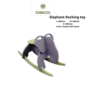 Cette chaise à bascule simple mais durable en forme d'éléphant est fabriquée en bois de pin américain de haute qualité, sans danger pour les enfants. - Product Image 3
