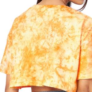 T-shirt court à col rond tie-dye pour femme, manches courtes, décontracté, en coton, broderie machine, personnalisé, OEM, vente en gros - Product Image 2