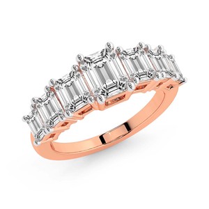 Bague de luxe en or massif 14k/18k, bijou Aphrodite, émeraude et diamant de laboratoire, alliance pour femmes et filles. - Product Image 4