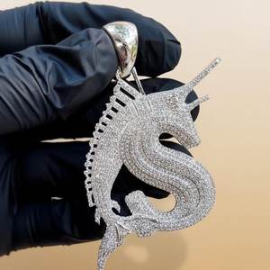 Pendentif Dragon entièrement serti de moissanite, argent sterling 925, luxe, thème hip hop, cadeau unisexe - Product Image 6