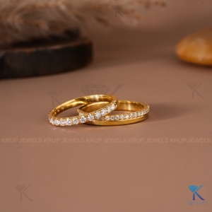 Bridal Set Lab Grown Diamond Half Eternity Band <b>Plain</b> Minimalist Matching Wedding <b>Ring</b> Fine Jewelry Yellow Gold Sterling <b>Silver</b> - Product Image 1