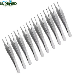 ชุดเครื่องมือผ่าตัดแหนบจับเนื้อเยื่อ Adson 10 ชิ้น ขนาด 4.75 นิ้ว 1x2 ซี่ฟัน ทำจากเหล็กกล้าไร้สนิม - Product Image 3