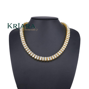Gold Plated S925 Moissanite Tennis Necklace Round Brilliant Cut Channel Setting Luxury Unisex Party Jewelry - Product Image 5