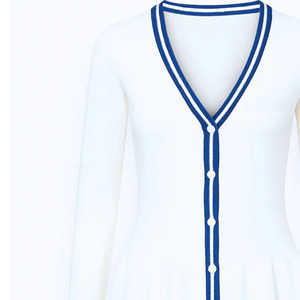 Sorority Blue White Wholesale Jacquard Letter Logo Knitted Cozy V-Neck Covered Button <b>Women</b> <b>Cardigan</b> High-End Boutique Winter - Product Image 5