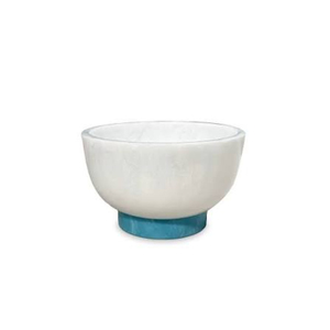 Wholesale Eco-Friendly <b>Blue</b> Aqua Swirl Resin Serving <b>Bowl</b> Luxury Marble Texture Fluted Scalloped Fruit Salad <b>Bowl</b> for Home Hotel - Product Image 2