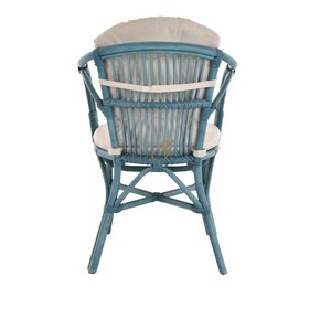 Chaise de salle à manger <span class=keywords><strong>en</strong></span> <span class=keywords><strong>rotin</strong></span> <span class=keywords><strong>bleu</strong></span> côtier avec accoudoirs, <span class=keywords><strong>fauteuil</strong></span> <span class=keywords><strong>en</strong></span> osier artisanal pour maison de plage de luxe, restaurant, café, mobilier - Product Image 3