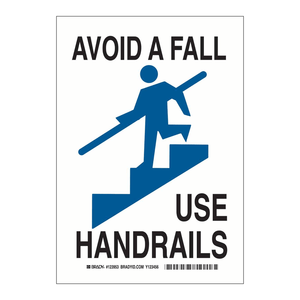 Brady Avoid a Fall <b>Handrail</b> Sign for Indoor and <b>Outdoor</b> Fall Prevention Metal Floor Sign - Product Image 3
